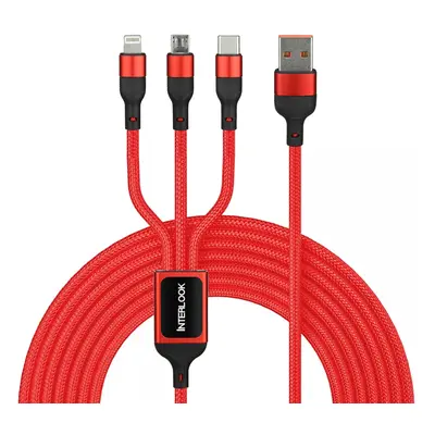 B5-3v1-ed | USB kabel 3v1 | Micro kabel, USB TYPE-C. Osvětlení | Nylonový kabel 1,2m