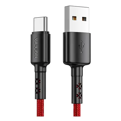 Kabel USB na USB-C Vipfan X02, 3A, 1,8 m (červený)