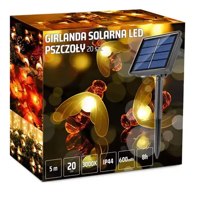 BEE-20LED-5M | LED solární girlanda Pszczoły 20 LED zahradní lampa, 5m