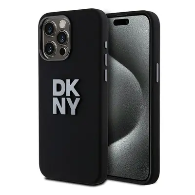 DKNY Liquid Silicone Metal Logo Case pro iPhone 15 Pro - černé