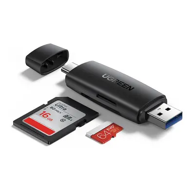 Adaptér USB + USB-C UGREEN CM304 Čtečka karet SD + microSD (černá)