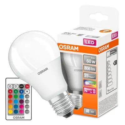 LED žárovka LED E27 A60 9W = 60W 806lm RGBW 180° OSRAM Star + Ovladač