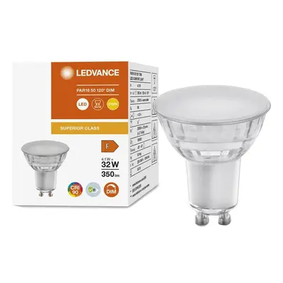 LED žárovka LED GU10 4,1W = 32W 350lm 2700K Teplá 120° CRI90 Stmívatelná skleněné LEDVANCE Super