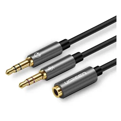 UGREEN AV140 Audio rozbočovač AUX sluchátka + mikrofon na 3,5 mm mini jack kabel, 28 cm, hliník 