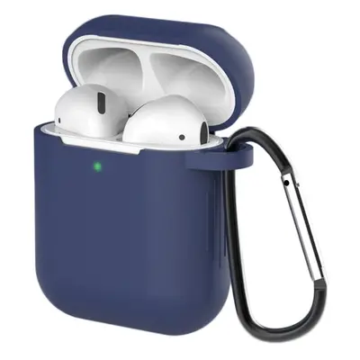 Pouzdro pro AirPods 2 / AirPods 1 silikonové měkké pouzdro na sluchátka + přívěsek na klíče modr