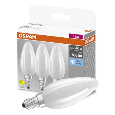 3PAK LED žárovka LED E14 B35 5,5W = 60W 806lm 4000K Neutrální 300° Filament OSRAM BASE