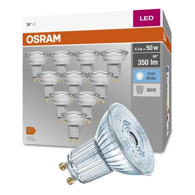 10PAK LED žárovka LED GU10 4.3W = 50W 350lm 4000K Neutrální 36° OSRAM