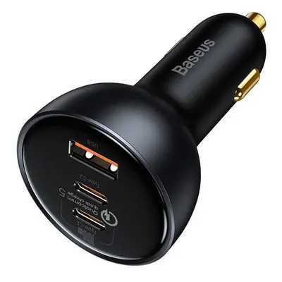 Baseus Qualcomm nabíječka do auta, USB, 2x USB-C, 160W (šedá)