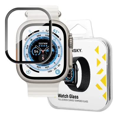 Wozinsky Full Glue Tvrzené sklo pro Apple Watch Ultra 49mm 9H Celoplošné tvrzené sklo s černým r