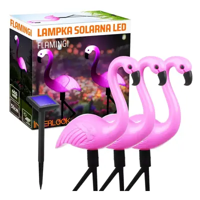 BRD-3IN1 | LED solární zahradní lampa Flamingos 3ks | 51 cm, 600 mAh