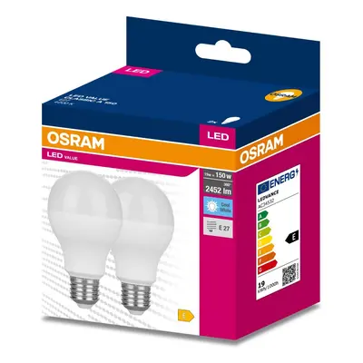 2PAK LED žárovka LED E27 A60 19W = 150W 2452lm 4000K Neutrální 200° OSRAM VALUE