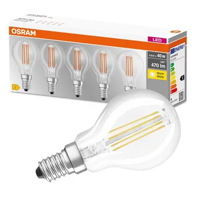 5PAK LED žárovka LED E14 P45 4W = 40W 470lm 2700K Teplá Filament OSRAM Base