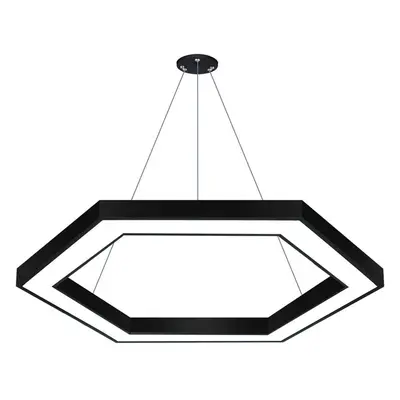 LPL-002 | Závěsné LED stropní svítidlo 80W | šestiúhelník | hliník | CCD nebliká | Φ120x6 černá