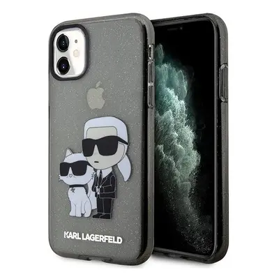 Karl Lagerfeld Glitter Karl&Choupette pouzdro pro iPhone 11 / Xr - černé