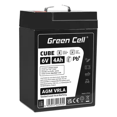 Green Cell Cube AGM VRLA IP54 6V 4Ah bezobsługowy akumulator do systemu alarmowego kasy fiskalne