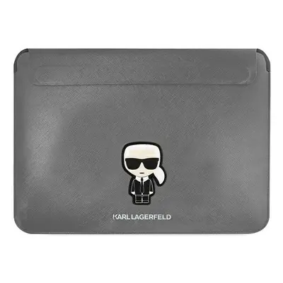 Brašna na notebook Karl Lagerfeld Saffiano Ikonik Karl 16'' - stříbrná