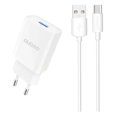 Dudao A4EU USB-A 2,1A síťová nabíječka - bílá + kabel USB-A - USB-C