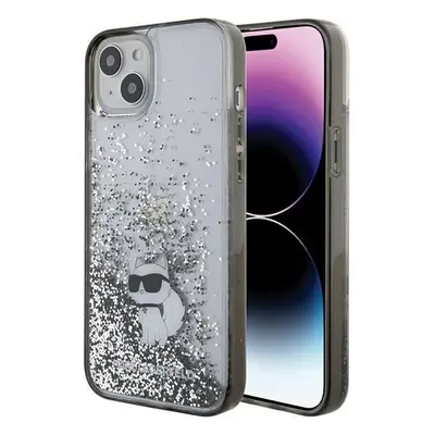 Pouzdro Karl Lagerfeld Liquid Glitter Choupette pro iPhone 15 Plus - čiré