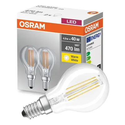 2PAK LED žárovka LED E14 P45 4W = 40W 470lm 2700K Teplá Filament OSRAM Base