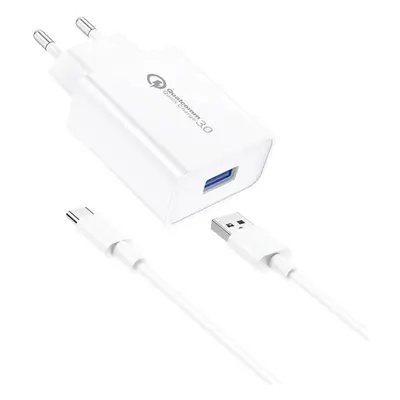 Síťová nabíječka Foneng EU13 + kabel USB na USB-C, 3A (bílá)