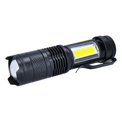 Solight LED nabíjecí kapesní svítilna se zoomem, 100lm + 70lm, Li-Ion, USB, černá