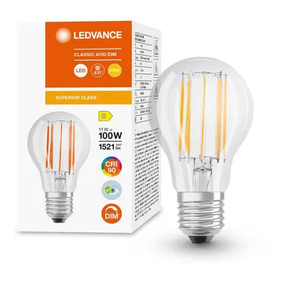 LED žárovka LED E27 A60 11W = 100W 1521lm 2700K Teplá 300° CRI90 Filament Stmívatelná LEDVANCE S