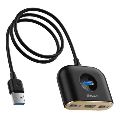 4 v 1 Baseus Square Round USB Adapter, USB 3.0 HUB na 1x USB 3.0 + 3x USB 2.0, 1m (černý)