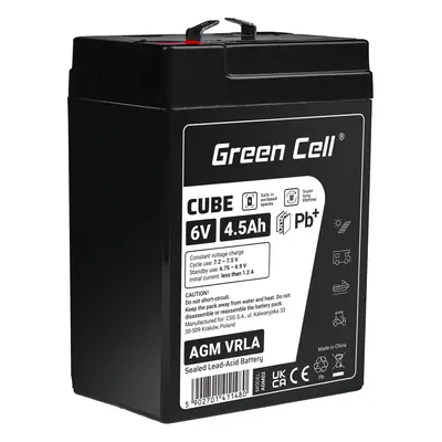 Green Cell CUBE AGM IP54 6V 4Ah VRLA Baterie Gel deep cycle barge tractor fishing boat