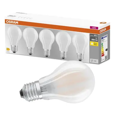 5PAK LED žárovka LED E27 A60 7W = 60W 806lm 2700K Teplá 300° Filament OSRAM