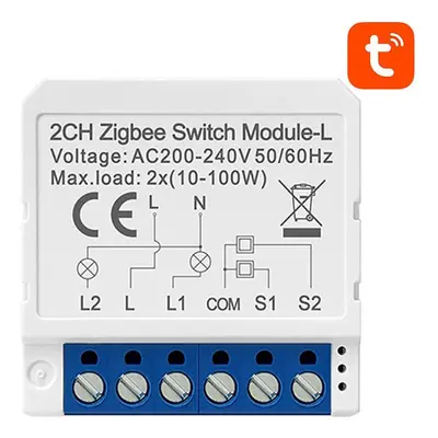 ZigBee Avatto LZWSM16-W2 Bezneutrální inteligentní spínač přípojnic TUYA