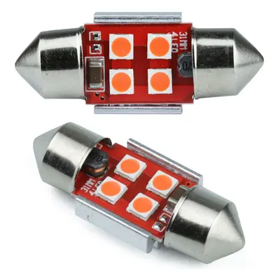 Auto LED žárovka C5W 4 SMD 3535 CAN BUS červená 31 mm