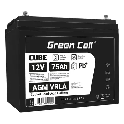 Green Cell CUBE AGM IP54 12V 75Ah VRLA Baterie Gel deep cycle powerchair leisure baterie camper