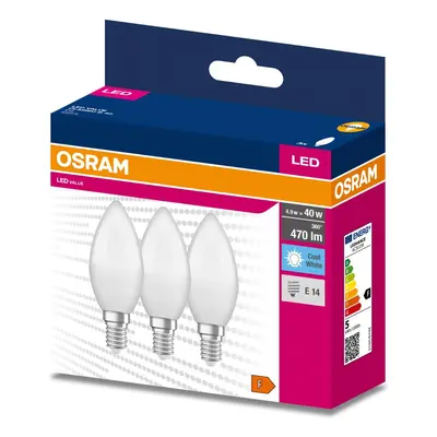 3PAK LED žárovka E14 B35 4,9W = 40W 470lm 4000K Neutrální 200° OSRAM VALUE