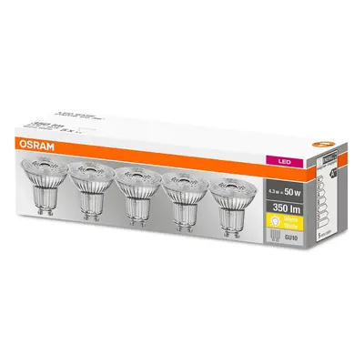 5PAK LED žárovka LED GU10 4,3W = 50W 350lm 2700K Teplá 36° OSRAM Base