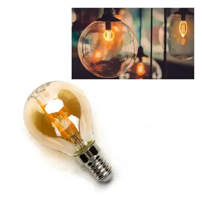 LED žárovka E14 G45 4W 4xCOB Filament 400lm AMBER, ULTRA TEPLÁ BÍLÁ