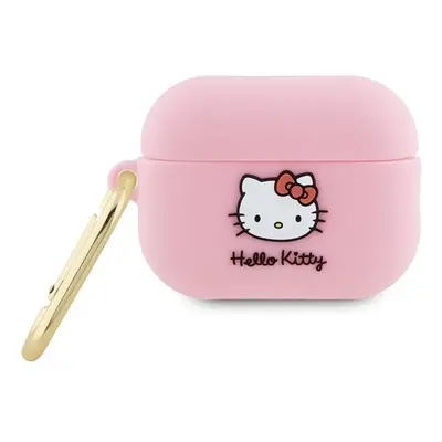 Hello Kitty Silikonové pouzdro 3D Kitty Head pro AirPods Pro 2 (2022/2023) - růžové