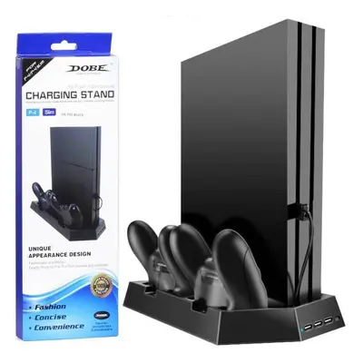 HB-P06-3v1 | Chladící stojan pro PS4 / Slim / Pro | Dokovací stanice s HUB 3 USB černá