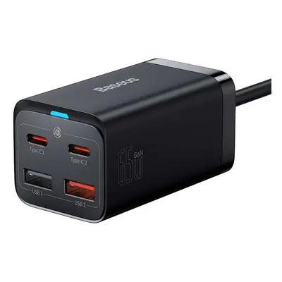 Síťová nabíječka Baseus GaN3 Pro, 2x USB-C, 2x USB, 65W (černá)