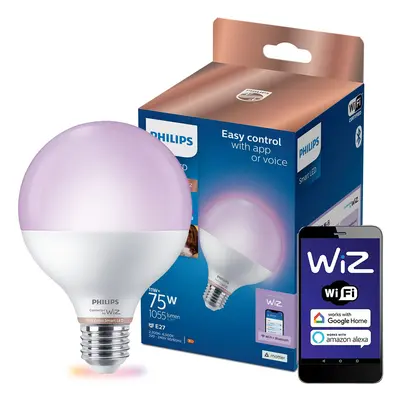 LED žárovka LED E27 G95 11W = 75W 2200-6500K + RGB SMART WiFi Philips WiZ