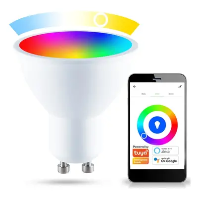 LED žárovka LED GU10 5,5W 400lm RGB POLUX Smart WiFi TUYA