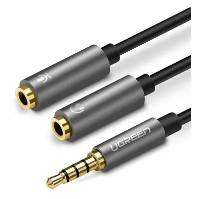 Ugreen kabel sluchátkový rozbočovací kabel 3,5 mm mini jack AUX mikrofon 20 cm (mikrofon + stere