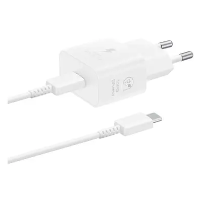 GaN Samsung EP-T2510XWEGEU 25W SFC síťová nabíječka s kabelem USB-C - bílá