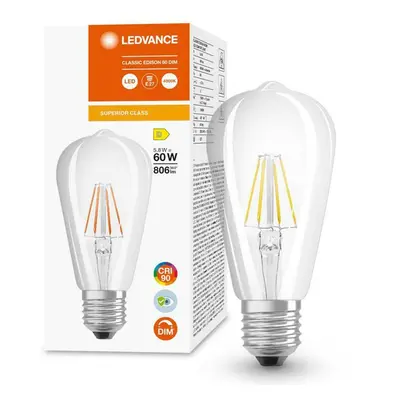 LED žárovka LED Edison E27 ST64 5,8W = 60W 806lm 4000K Neutrální 300° CRI90 Filament Stmívatelná