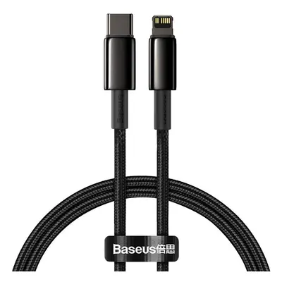 Kabel USB-C na Lightning Baseus Tungsten Gold, 20W, 5A, PD, 1m (černý)