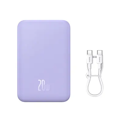 Powerbanka Baseus Magnetic Mini 20000 mAh 20W - fialová + kabel USB-C / USB-C