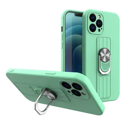 Silikonové pouzdro Ring Case s úchytem na prst a stojánkem pro iPhone 12 Pro Max mint