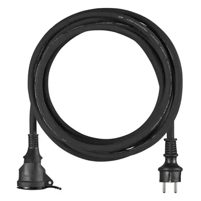 Venkovní prodlužovací kabel 5 m / 1 zásuvka / černý / guma-neopren / 230 V / 1,5 mm2