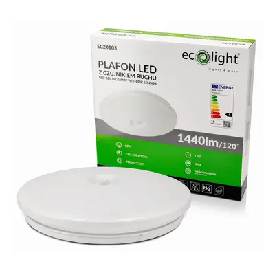 LED stropní svítidlo - PIR - 18W - IP44 - neutrální bílá