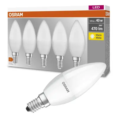 5PAK LED žárovka LED E14 B35 5.7W = 40W 470lm 2700K Teplá OSRAM Base