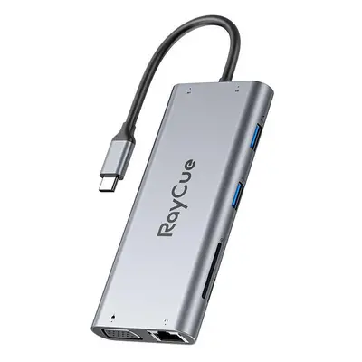 Rozbočovač 11v1 RayCue USB-C na 2x USB-A 2.0 480Mb/s + 3x USB-A 3.2 5Gb/s + SD/TF 3.0 + HDMI 4K3